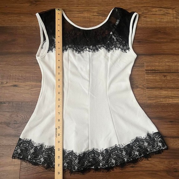 Suzy Shier Y2K Lace Trim Peplum Tank White & Black Lingerie Style Top Whimsygoth - Picture 2 of 5